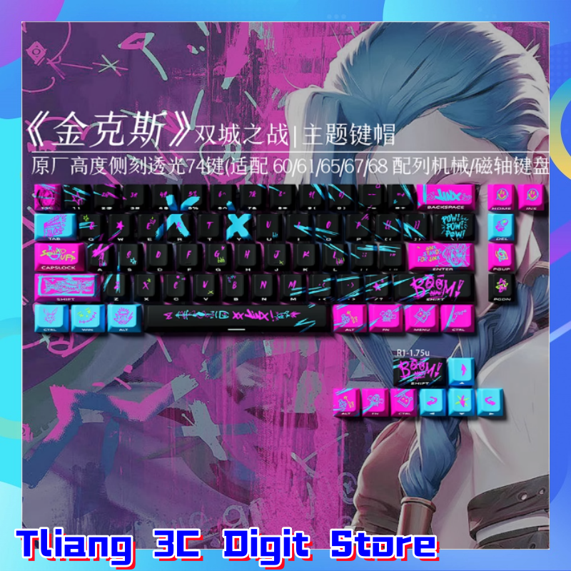 Gaming Accessories To Gift - Jinx Anime Theme Keycaps Mechanical Keyboard
