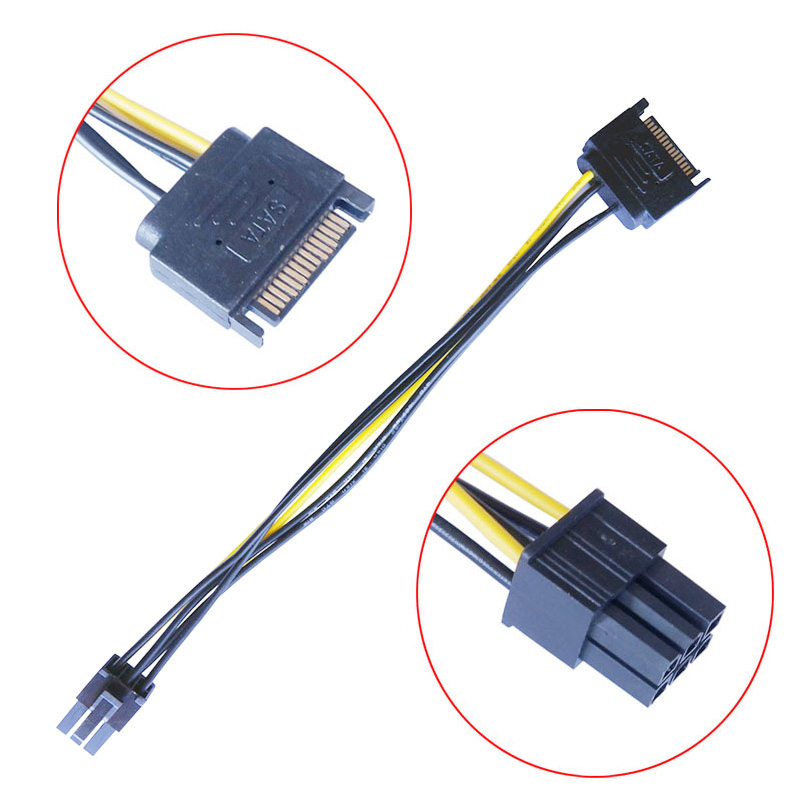 2pcs Dual SATA 15pin to 8 pin( - đánh giá và giá Pcie Extension Cable